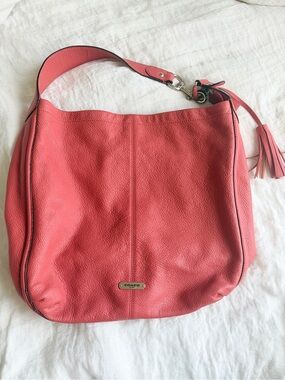 Coach Coral Pink Pebbled Leather Shoulder Bag